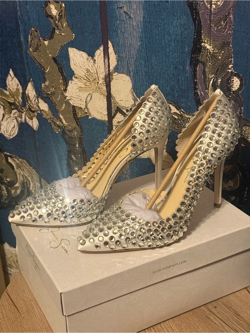 Jessica Simpson Ivory Rhinestone Pointed-Toe Stiletto Pumps